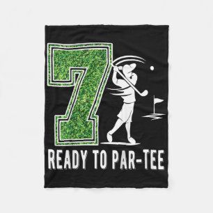 Kids 7th Birthday Golfer Boy Seven Year Old Golf P Fleece Blanket