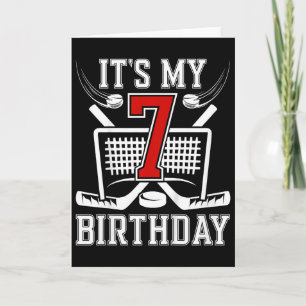 Kids 7th Birthday Ice Hockey Boy 7 Year Old Ice Ho Card