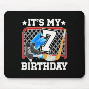 Kids 7th Birthday Ice Hockey Boy 7 Year Old Ice Ho Mouse Pad