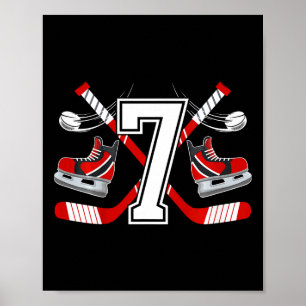 Kids 7th Birthday Ice Hockey Boy Seven Year Old Ic Poster