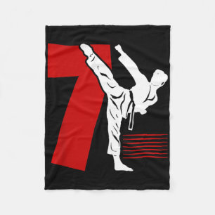Kids 7th Birthday Karate 7 Year Old Karate Birthda Fleece Blanket