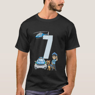 Kids 7th Birthday Police Shirt - 7 Years Old Gift