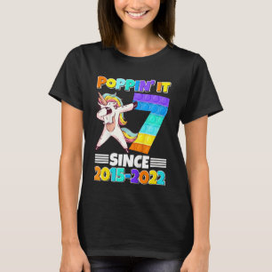 Kids 7th Birthday Poppin' It Seven Since 2015 2022 T-Shirt