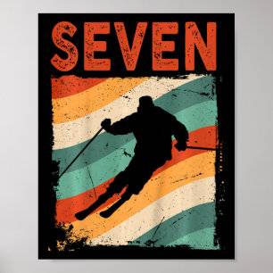 Kids 7th Birthday Retro Ski Skiing 7 Year Old Boys Poster