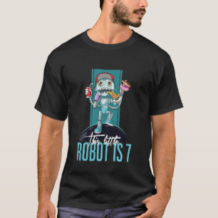 Kids 7th Birthday Robot Planets Unhealthy Food Bda T-Shirt