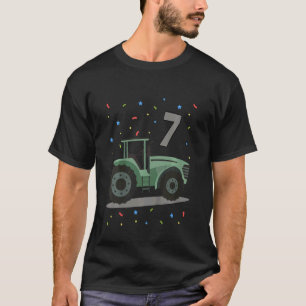 Kids 7th Birthday Seven Years Old Boy Tractor Digg T-Shirt