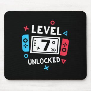 Kids 7th Birthday Shirt Boy Level 7 Unlocked Video Mouse Pad