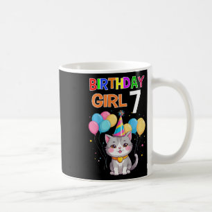 Kids 7th Birthday Shirt Funny Cat 7 Years Cat Birt Coffee Mug