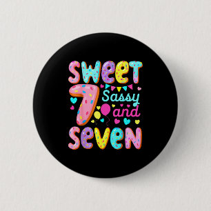 Kids 7th Birthday Sweet Sy And Seven Birthday Girl 6 Cm Round Badge