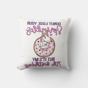 Kids 7th Doughnut Birthday Party Unicorn Seven Yea Cushion