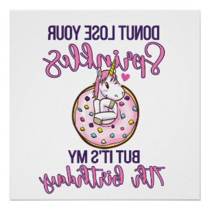 Kids 7th Doughnut Birthday Party Unicorn Seven Yea Poster