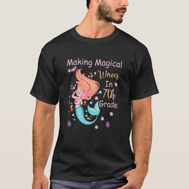Kids 7th Grade Mermaid Making Magical Waves Kids G T-Shirt (Front)