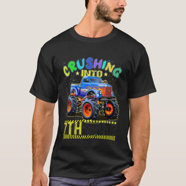 Kids 7th Grade Monster Truck Ready To Crush First  T-Shirt (Front)