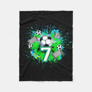Kids 7th Soccer Birthday Party 7 Year Old Soccer P Fleece Blanket