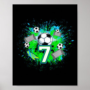 Kids 7th Soccer Birthday Party 7 Year Old Soccer P Poster