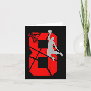 Kids 8 Year Old 8th Basketball Birthday PartyTheme Card