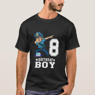 Kids 8 Year Old  8th Birthday Boy Dabbing Police F T-Shirt