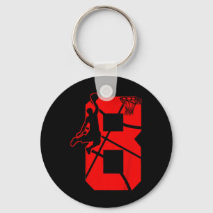 Kids 8 Year Old 8th Bysketbyll Birthday Partytheme Key Ring