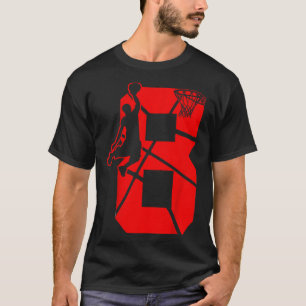 Kids 8 Year Old 8th Bysketbyll Birthday Partytheme T-Shirt