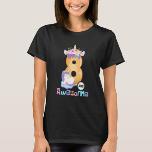Kids 8 Year Old Awesome Unicorn Girls 8th Birthday T-Shirt