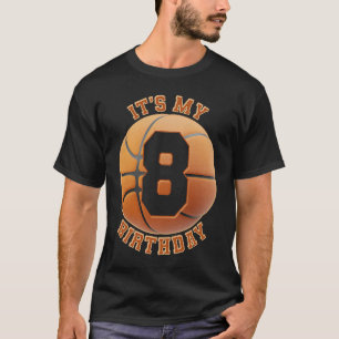 kids 8 year Old Birthday Boys basketball 8th birth T-Shirt