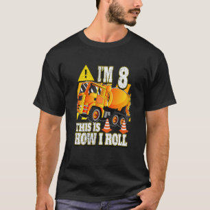 Kids 8 Year Old Birthday Concrete Mixer Truck T-Shirt