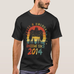 Kids 8 Year Old Boy Level 8 Unlocked Awesome 2014  T-Shirt