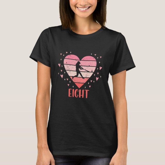 Kids 8 Year Old Cute Baseball Birthday Girl 8th B  T-Shirt (Front)