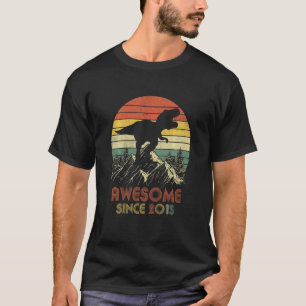 Kids 8 Year Old Dinosaur Awesome Since 2015 8th Bi T-Shirt