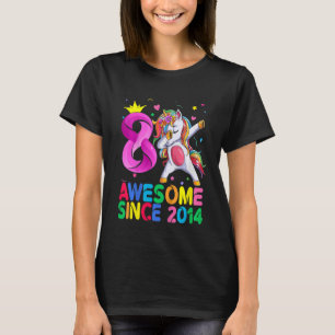 Kids 8 Year Old Girls Teens Dabbing Unicorn 8th B T-Shirt
