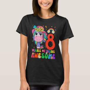 Kids 8 Year Old  Girls Teens Unicorn  8th Birthday T-Shirt
