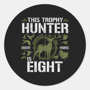 Kids 8 Year Old Hunting Birthday Party Duck Deer H Classic Round Sticker