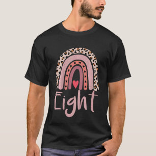 Kids 8 Year Old Leopard Rainbow Birthday Party Cut T-Shirt