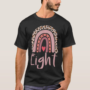 Kids 8 Year Old Leopard Rainbow Birthday Party Cut T-Shirt