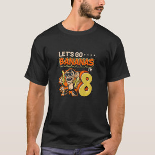 Kids 8 Year Old Let's Go Bananas Monkey Zoo 8th Bi T-Shirt