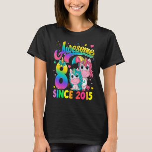 Kids 8 Year Old Since 2015 Princess Unicorn 8th B T-Shirt