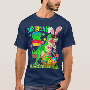 Kids 8 Year Old TRe Dinosaur Easter Bunny Egg 8th T-Shirt