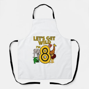 Kids 8 Year Old Zoo Birthday Shirt Safari Jungle A Apron