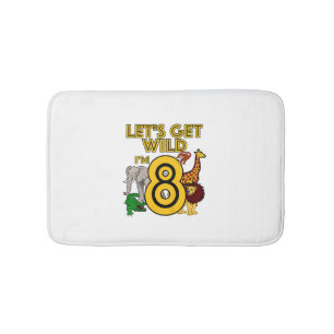 Kids 8 Year Old Zoo Birthday Shirt Safari Jungle A Bath Mat