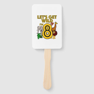 Kids 8 Year Old Zoo Birthday Shirt Safari Jungle A Hand Fan