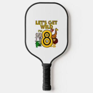 Kids 8 Year Old Zoo Birthday Shirt Safari Jungle A Pickleball Paddle