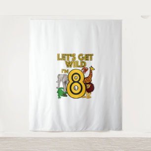 Kids 8 Year Old Zoo Birthday Shirt Safari Jungle A Tapestry