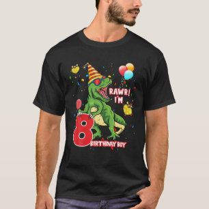 Kids 8 Years Old - 8Th Birthday Gift For Boy T Rex T-Shirt