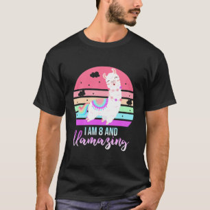 Kids 8 Years Old 8Th Birthday Llamazing Llama Gift T-Shirt