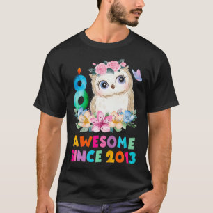 Kids 8 Years Old 8th Birthday Owl Theme Birthday P T-Shirt