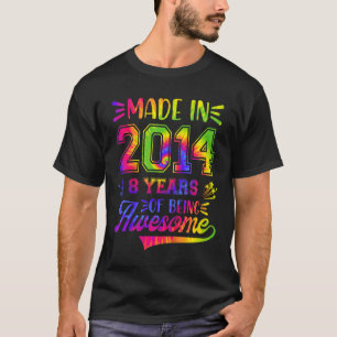 Kids 8 Years Old 8th Birthday Tie Dye Being Awesom T-Shirt