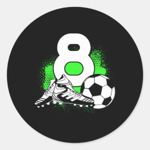 Kids 8 Years Old Boy 8th Birthday Gift Bday Soccer Classic Round Sticker