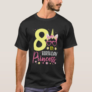 Kids 8 Years Old Girl Unicorn 8th Birthday Party P T-Shirt