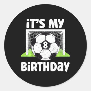 Kids 8 Years Old Soccer 8th Birthday Player Kids B Classic Round Sticker