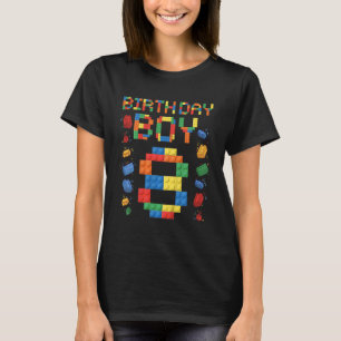 Kids 8th Birthday 8 Years Old Block Building For T-Shirt